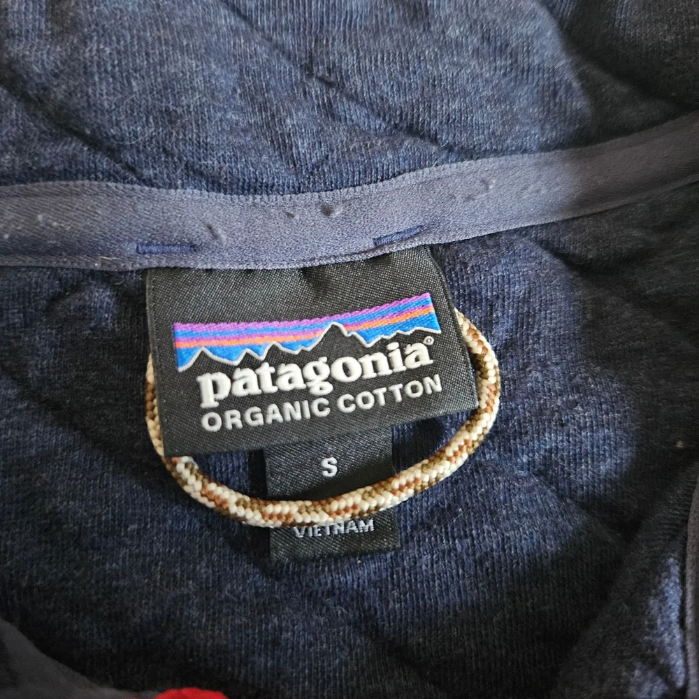 Patagonia Organic Cotton Quilted Snap-T Pullover Blue Red Mens Small